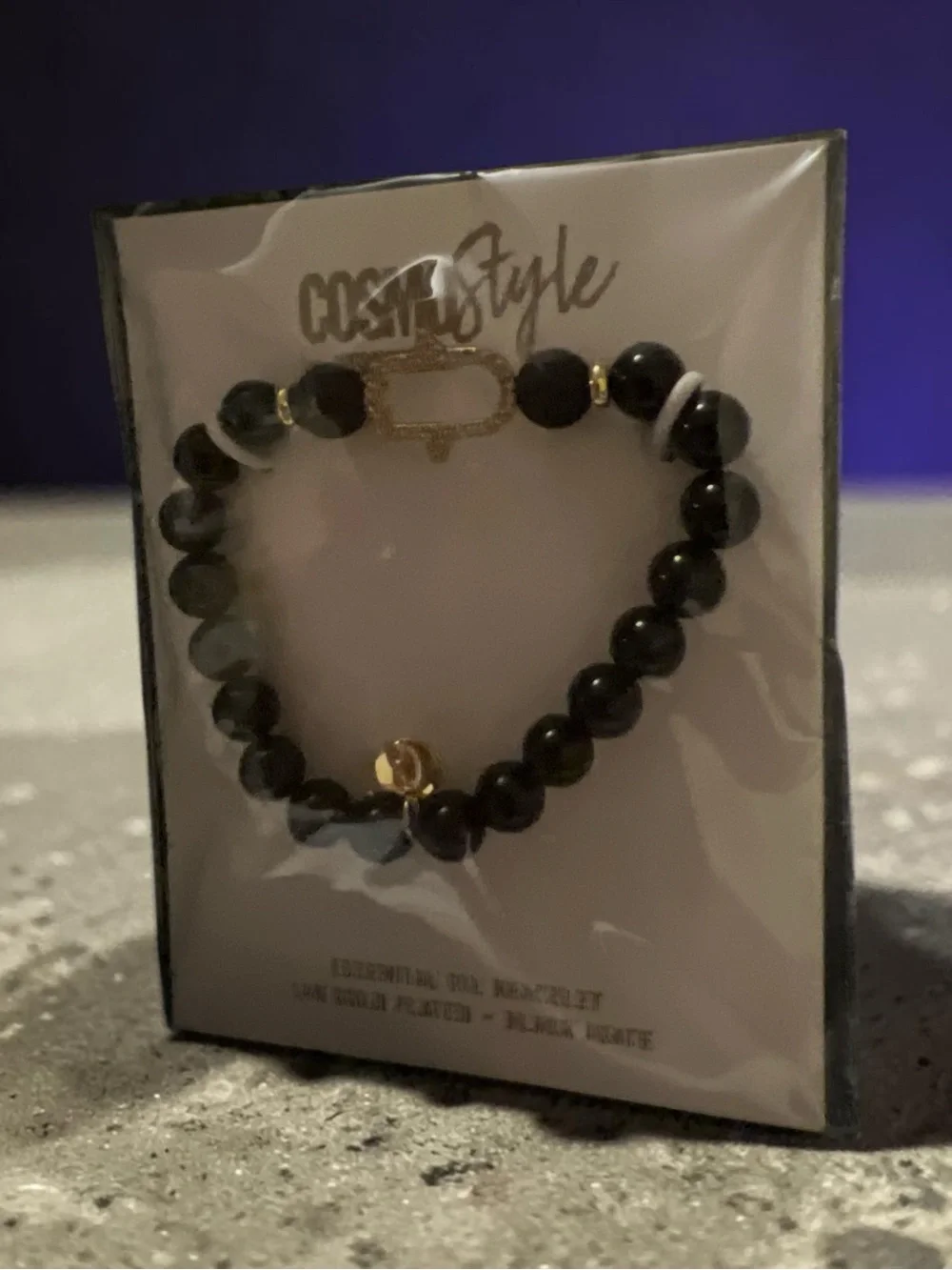 Cusp Style Black Beaded Bracelet with Gold Accent